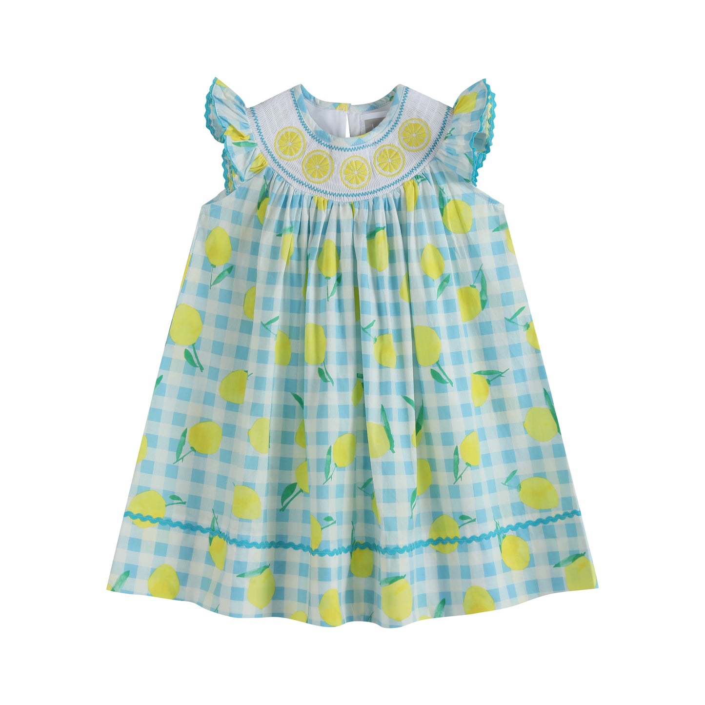 Lemon & Orange Lemon Smocked Angel-Sleeve Dress