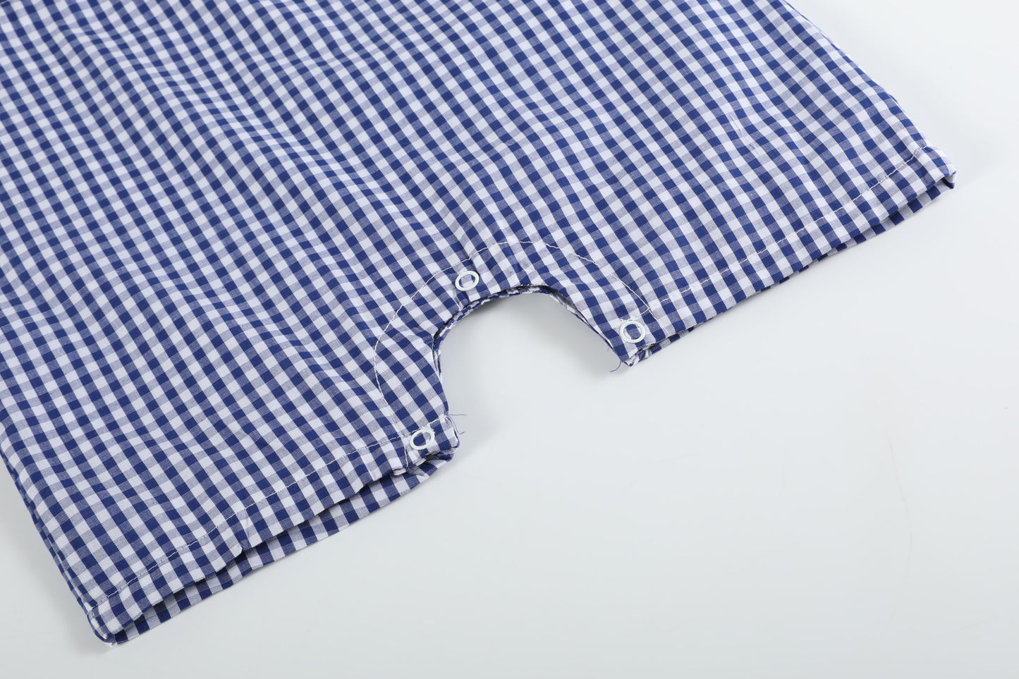 Royal Blue Gingham American Flag Smocked Shortalls