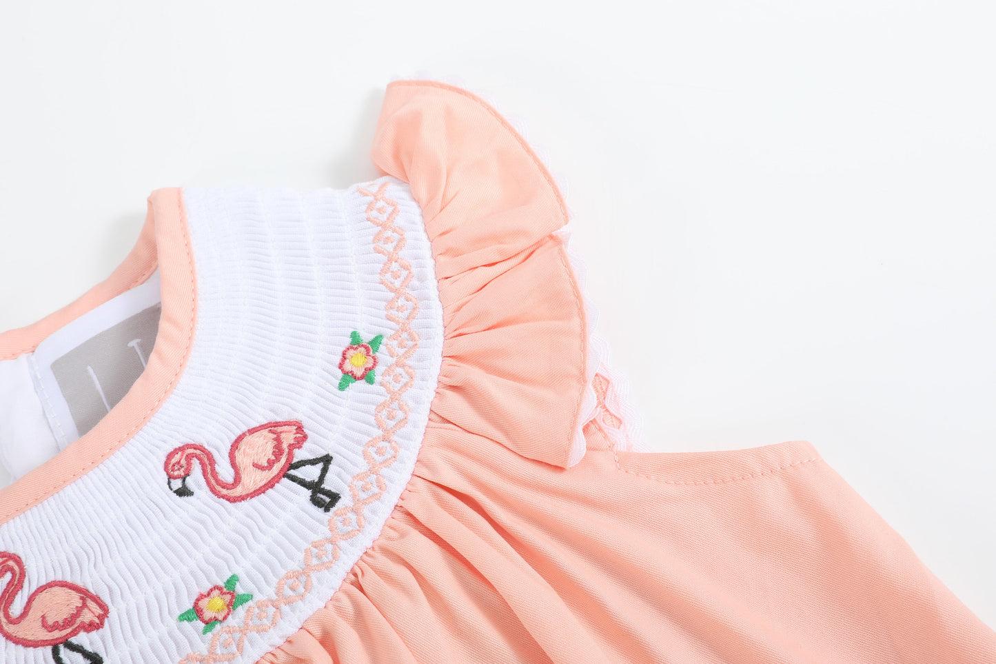 Pink Flamingo Smocked Bishop Dress