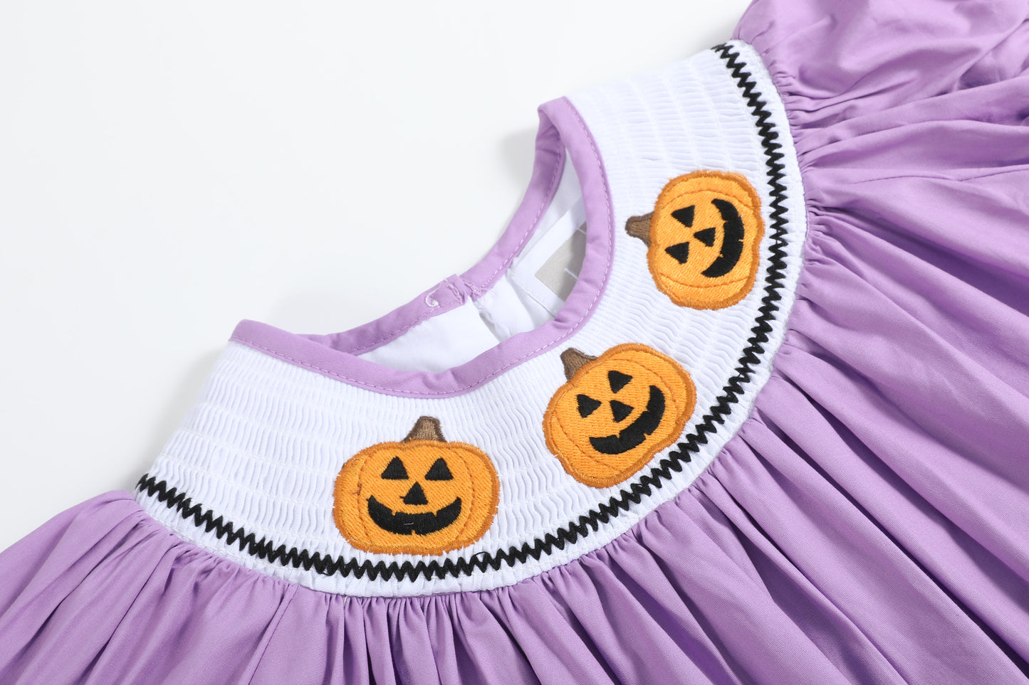 Purple Halloween Smocked Bishop Dress
