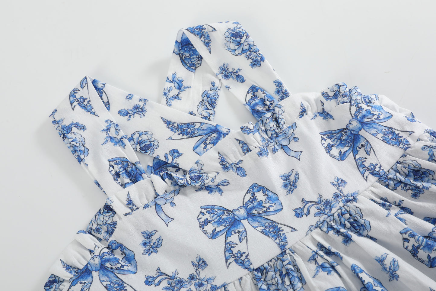 Blue and White Print Layered Sundress