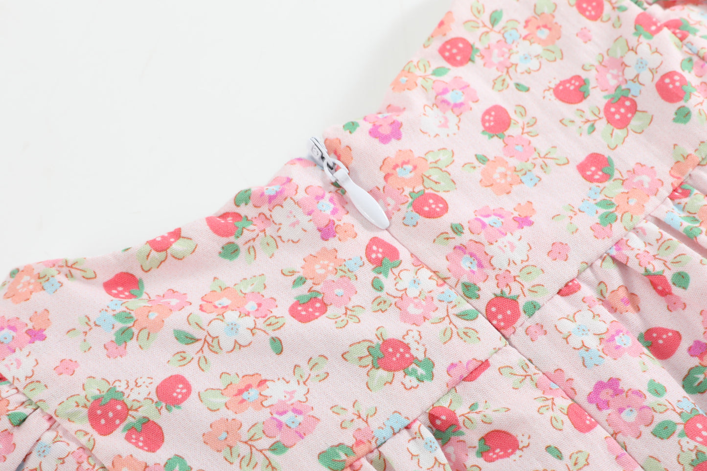 Floral Strawberry Smocked Flutter Romper