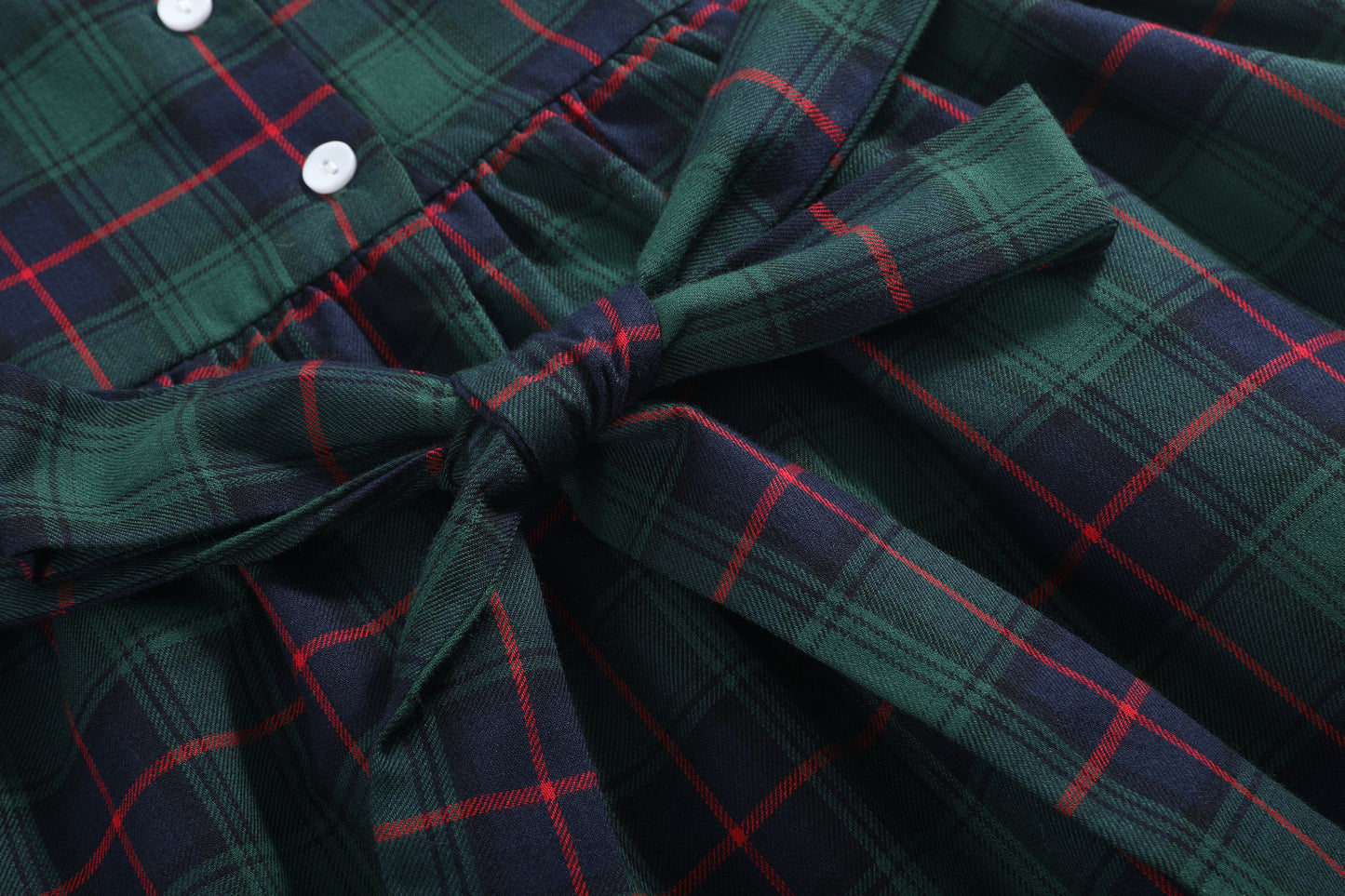 Blue, Green Red Plaid Smocked Collared Dress