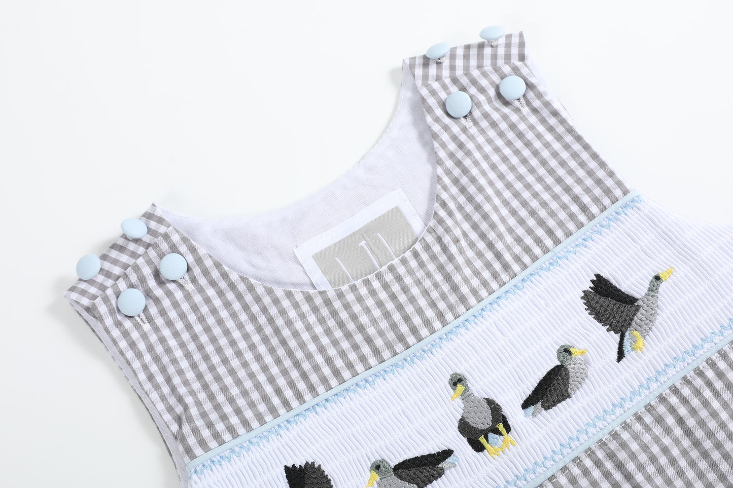 Light Gray Mallard Smocked Overalls