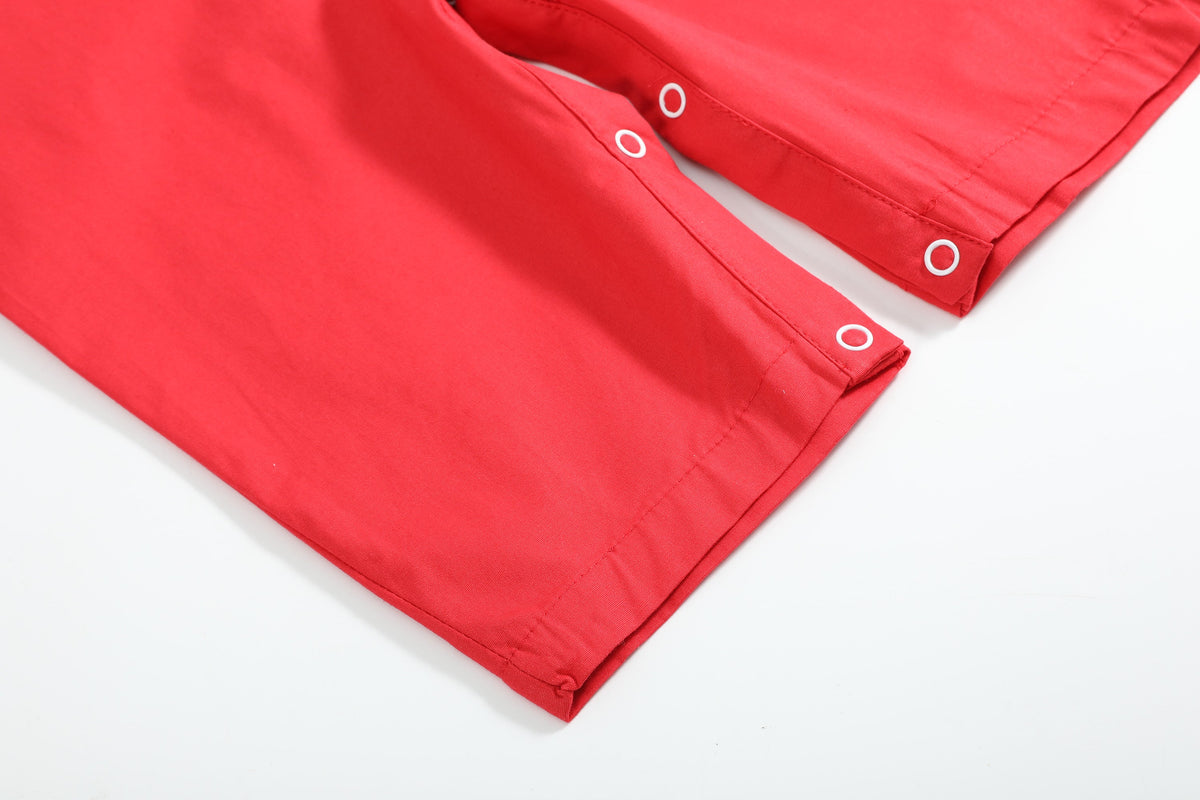 Santa Red Smocked Overalls