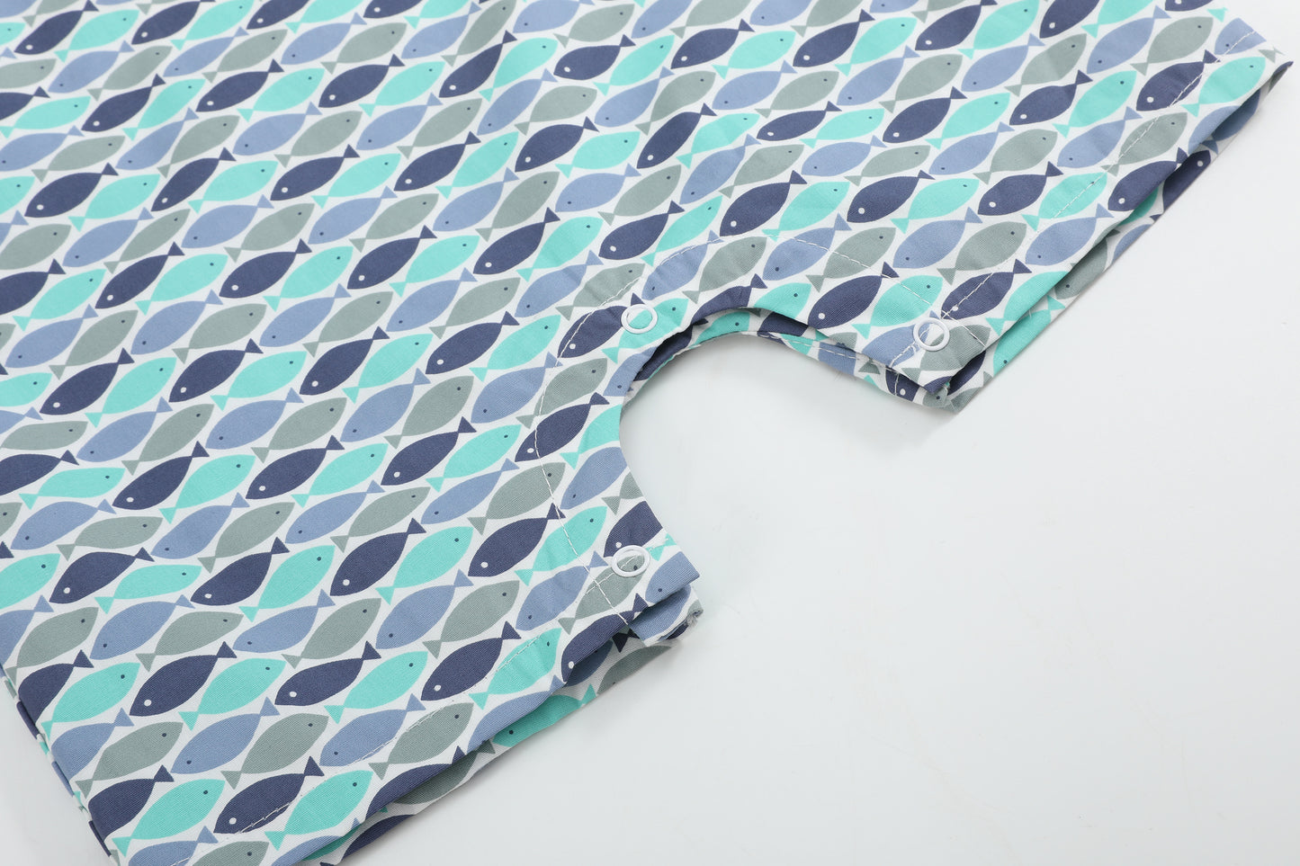 Blue Green Fish Print Shortalls