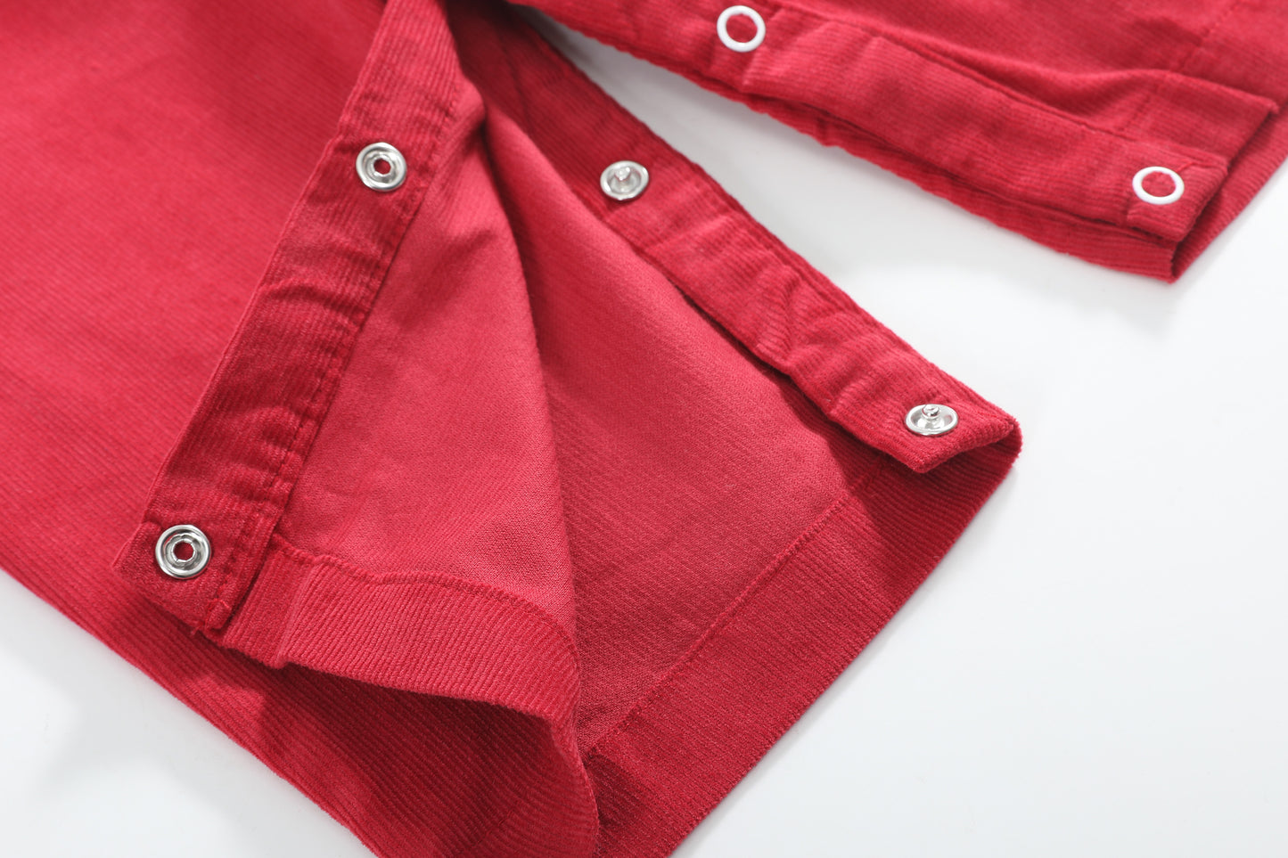 Red Corduroy Longalls with Christmas Trees