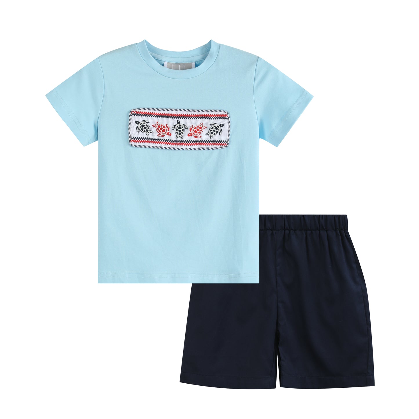 Blue Turtle Smocked T-Shirt and Shorts Set