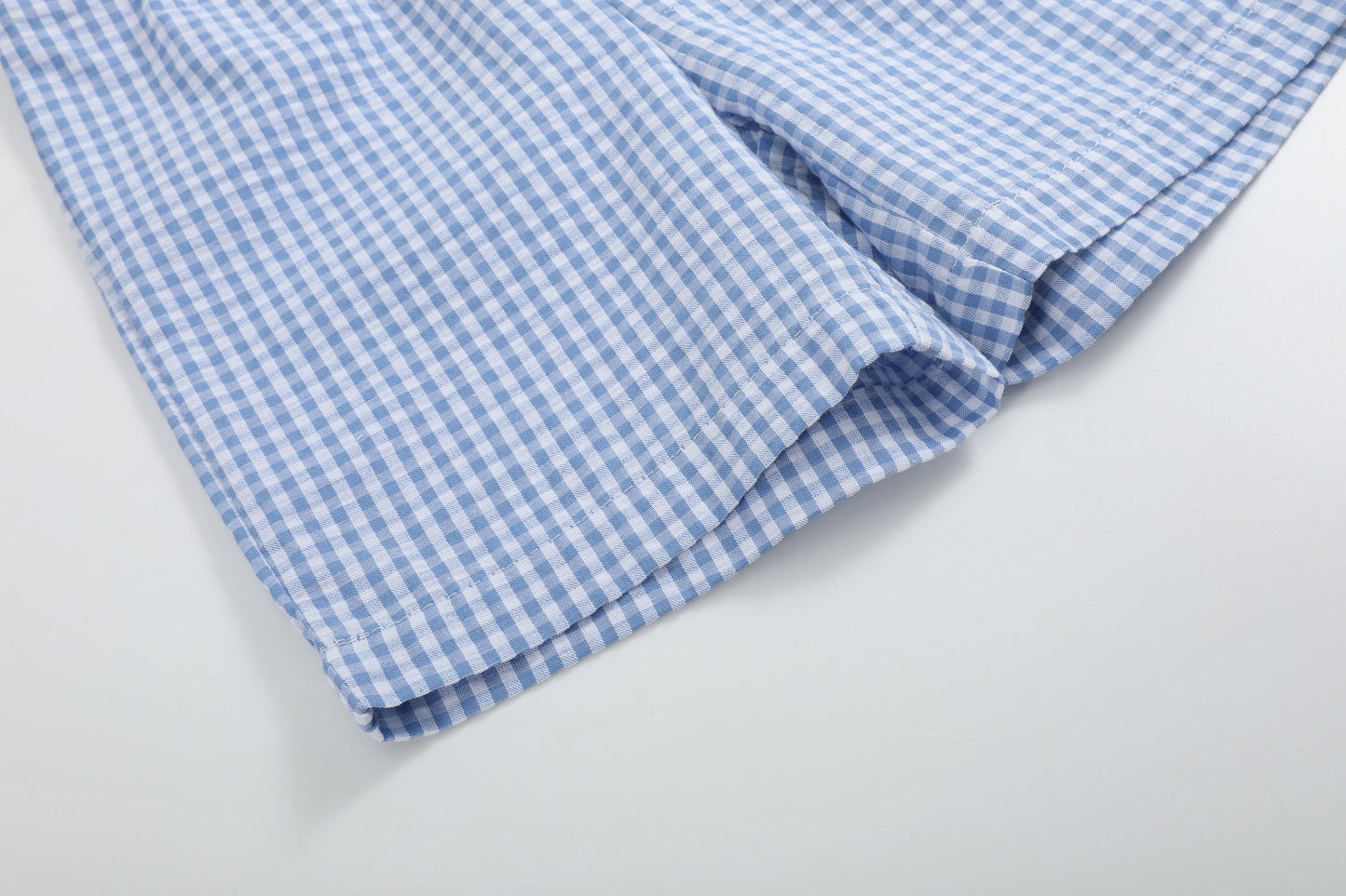 Blue Gingham Crawfish Smocked Shirt and Shorts Set