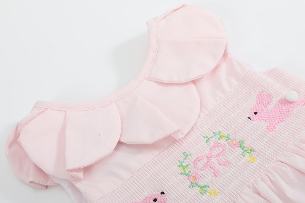 Pink Petal Collared Smocked Bubble Romper