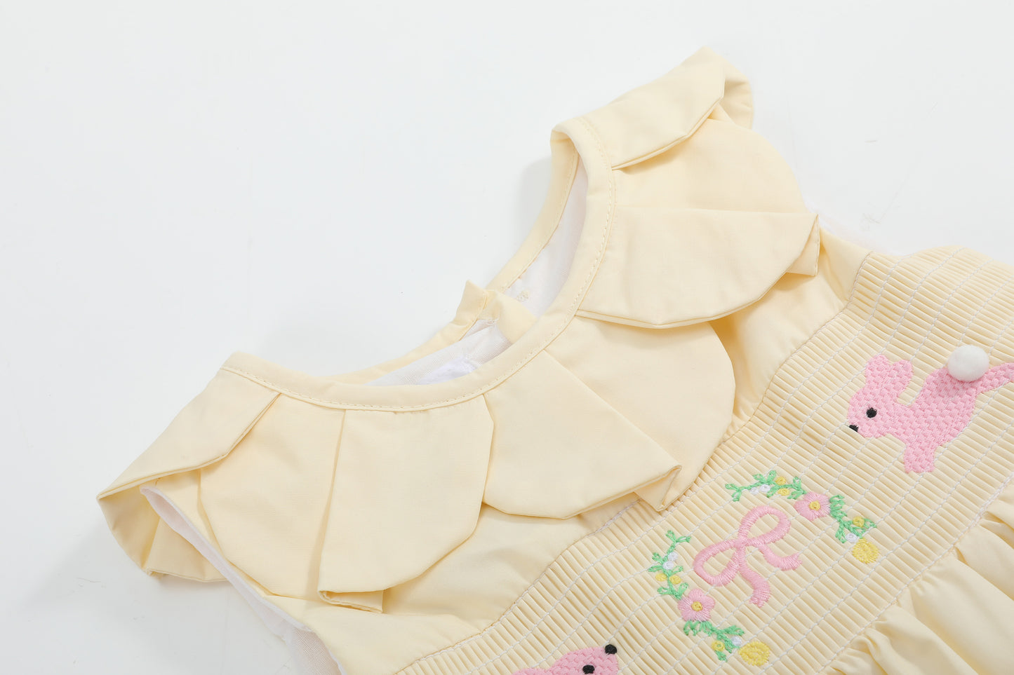Yellow Petal Collared Smocked Dress