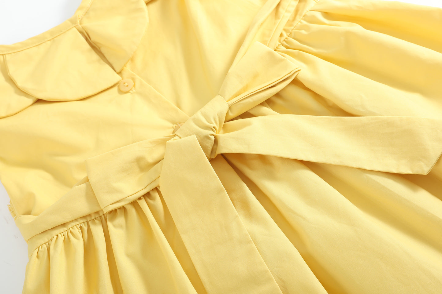 Golden Wheat Pumpkin Smocked Petal Collar Dress