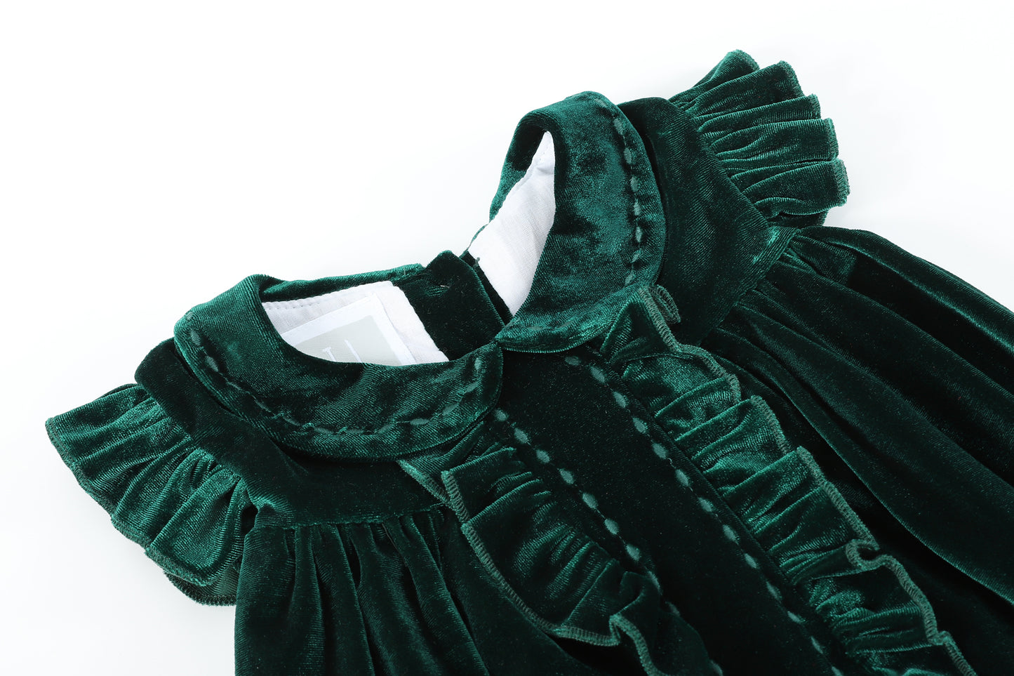 Green Velvet Flutter Sleeve Dress