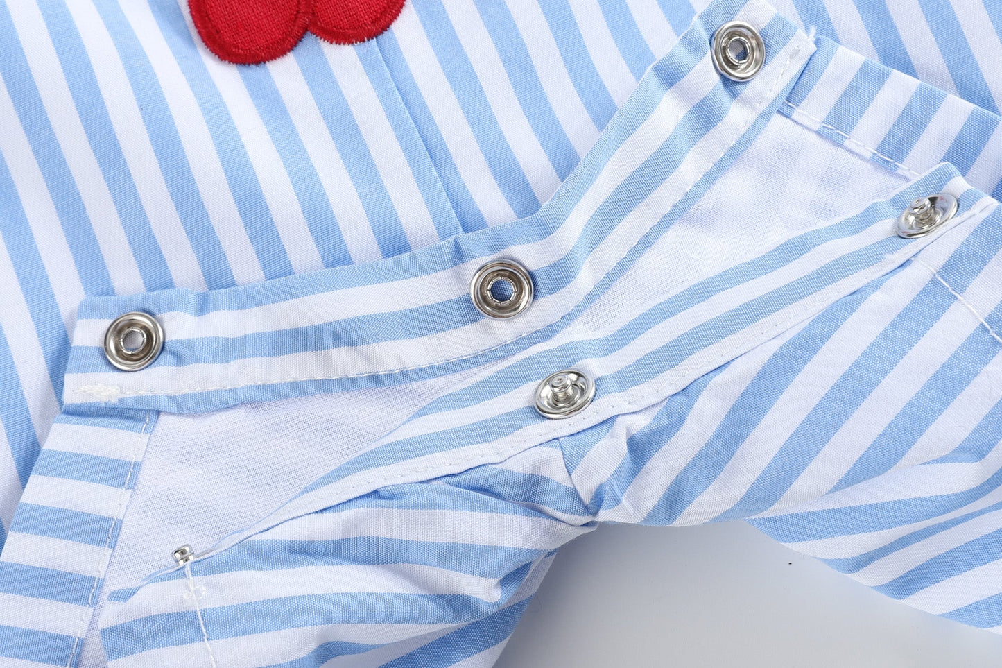 Blue Striped Crawfish Applique Shortalls