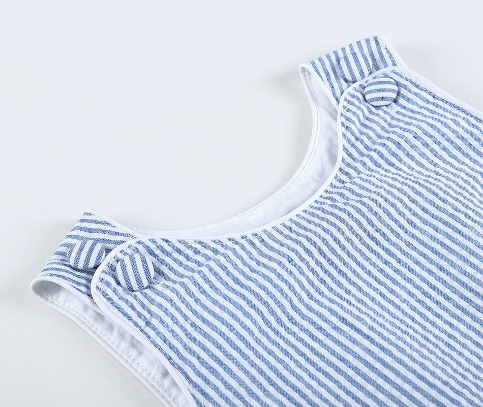 Classic Dark Blue Stripe Seersucker Romper