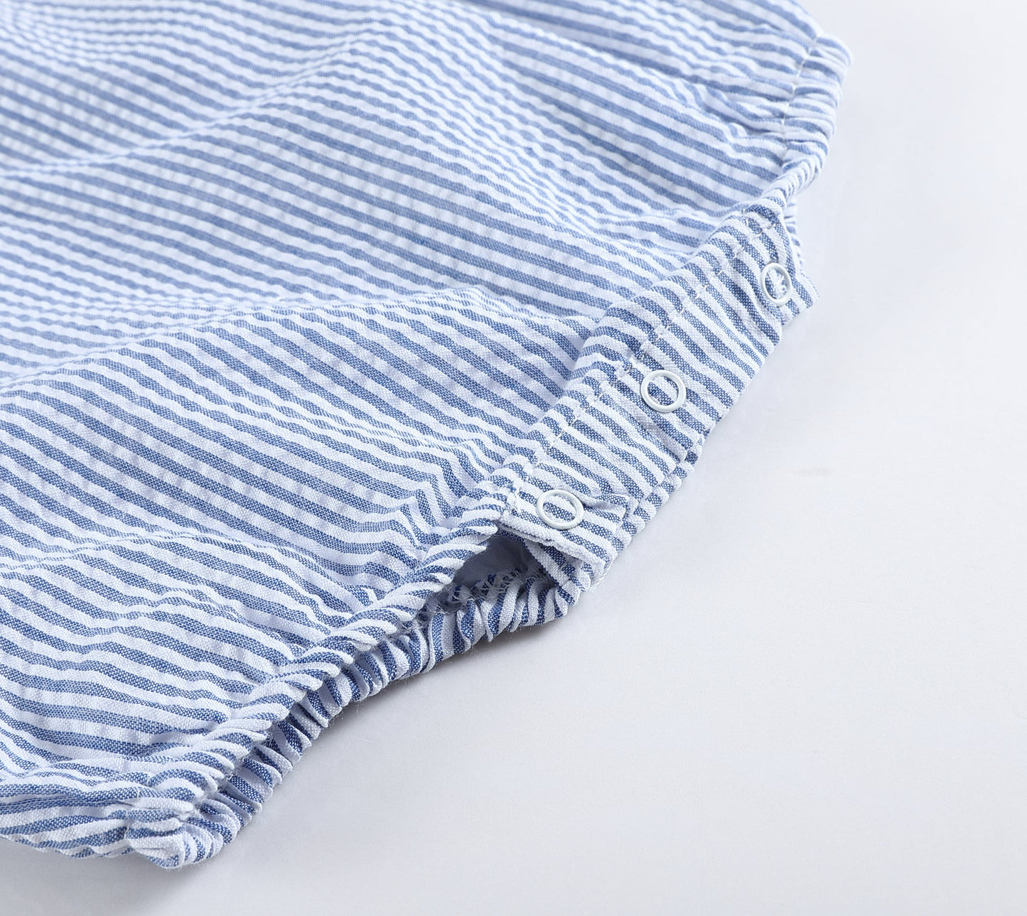 Classic Dark Blue Stripe Seersucker Romper