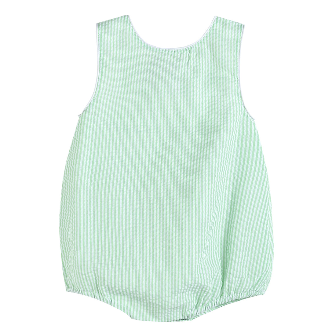 Classic Green Stripe Seersucker Baby Romper