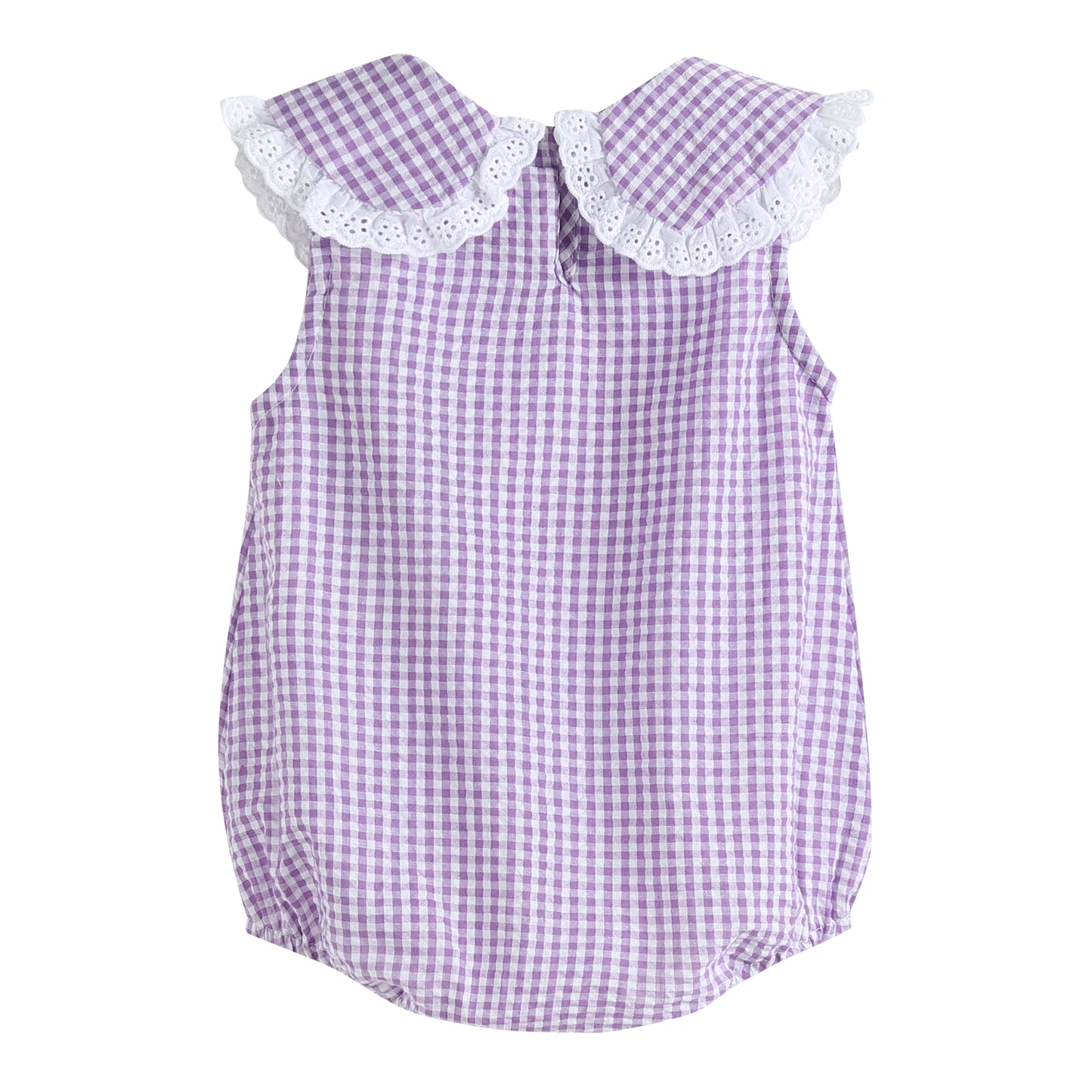 Purple Gingham Collared Bubble Romper