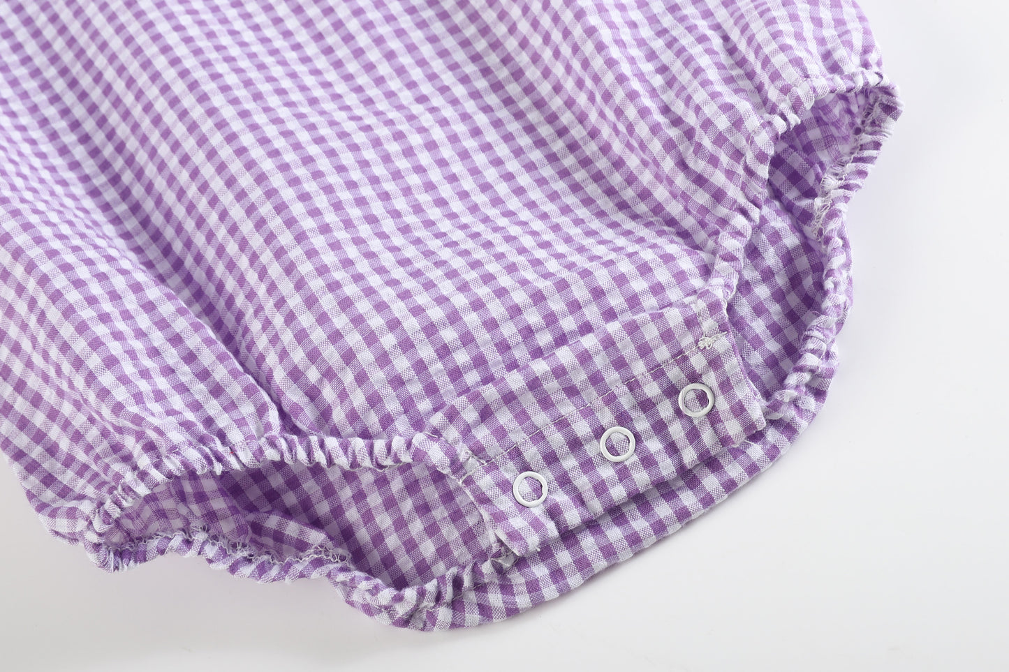 Purple Gingham Collared Bubble Romper
