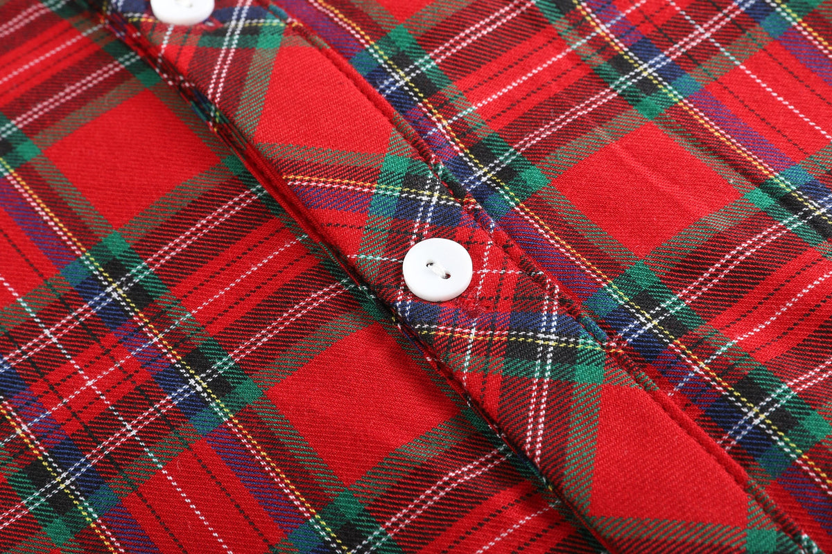 Red & Green Tartan Button-Up Dress Shirt