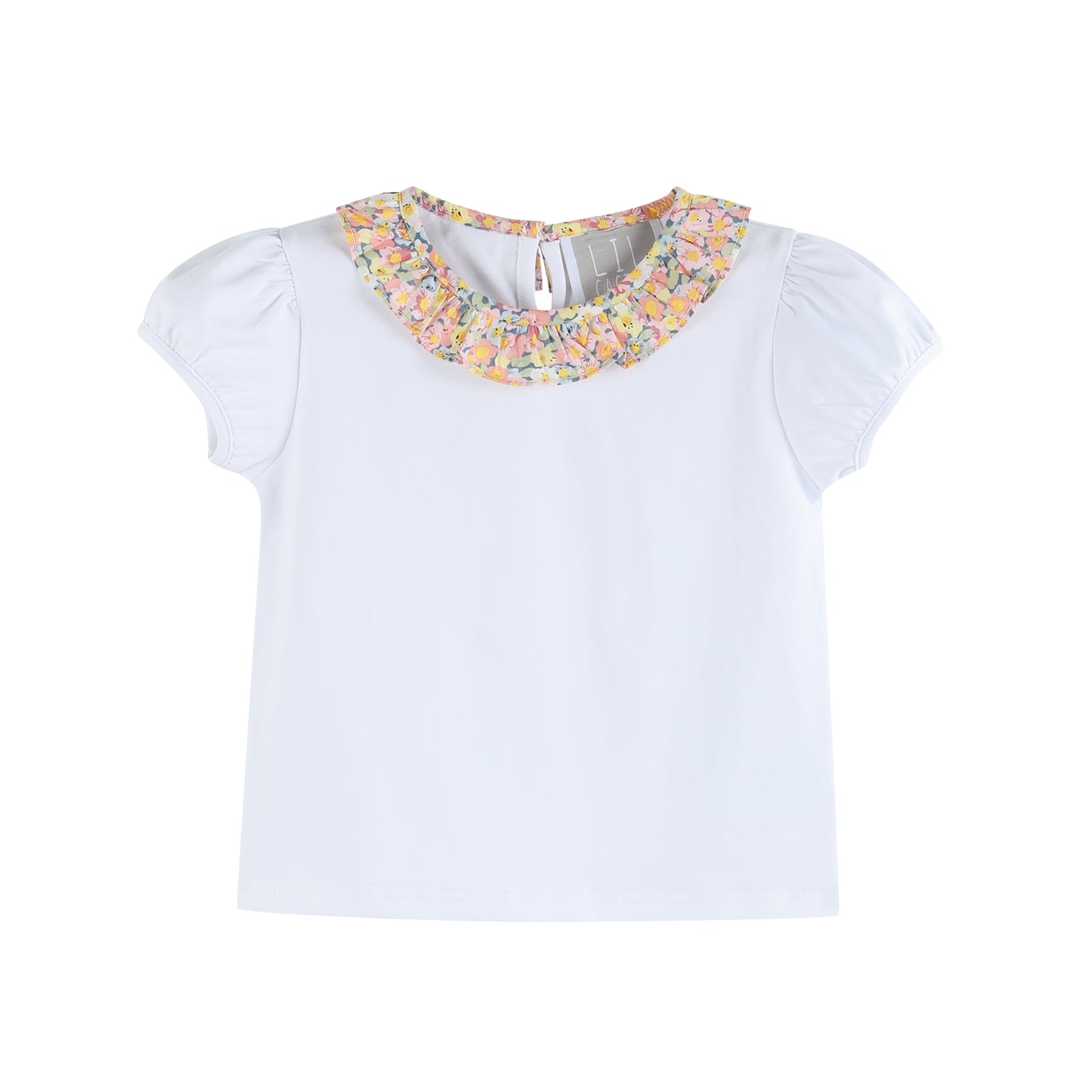 Peach Floral Print Skort and Collared Ruffle Shirt 2pc Set