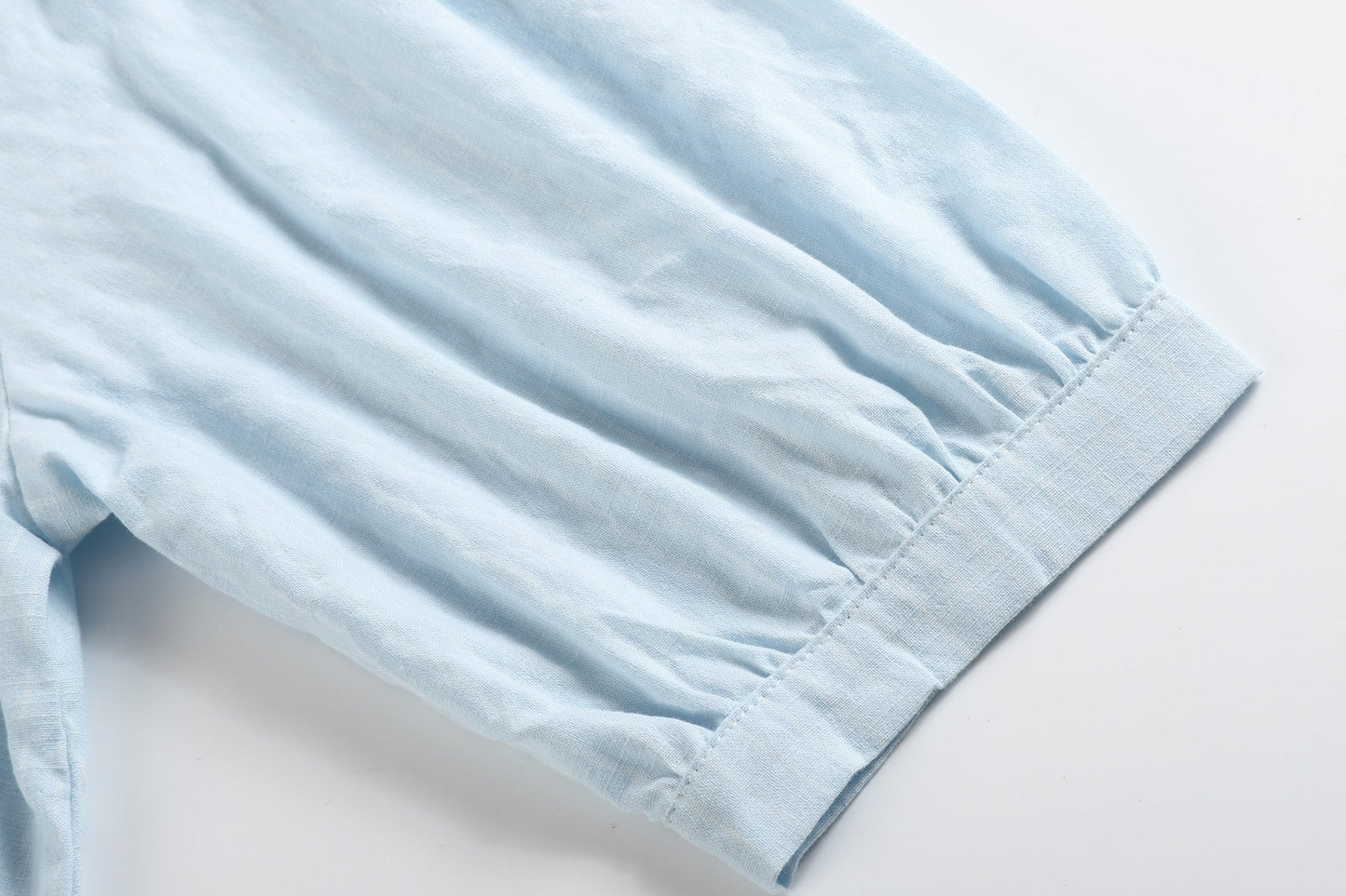 Ladies Light Blue Cotton Ruffle Embroidery Dress