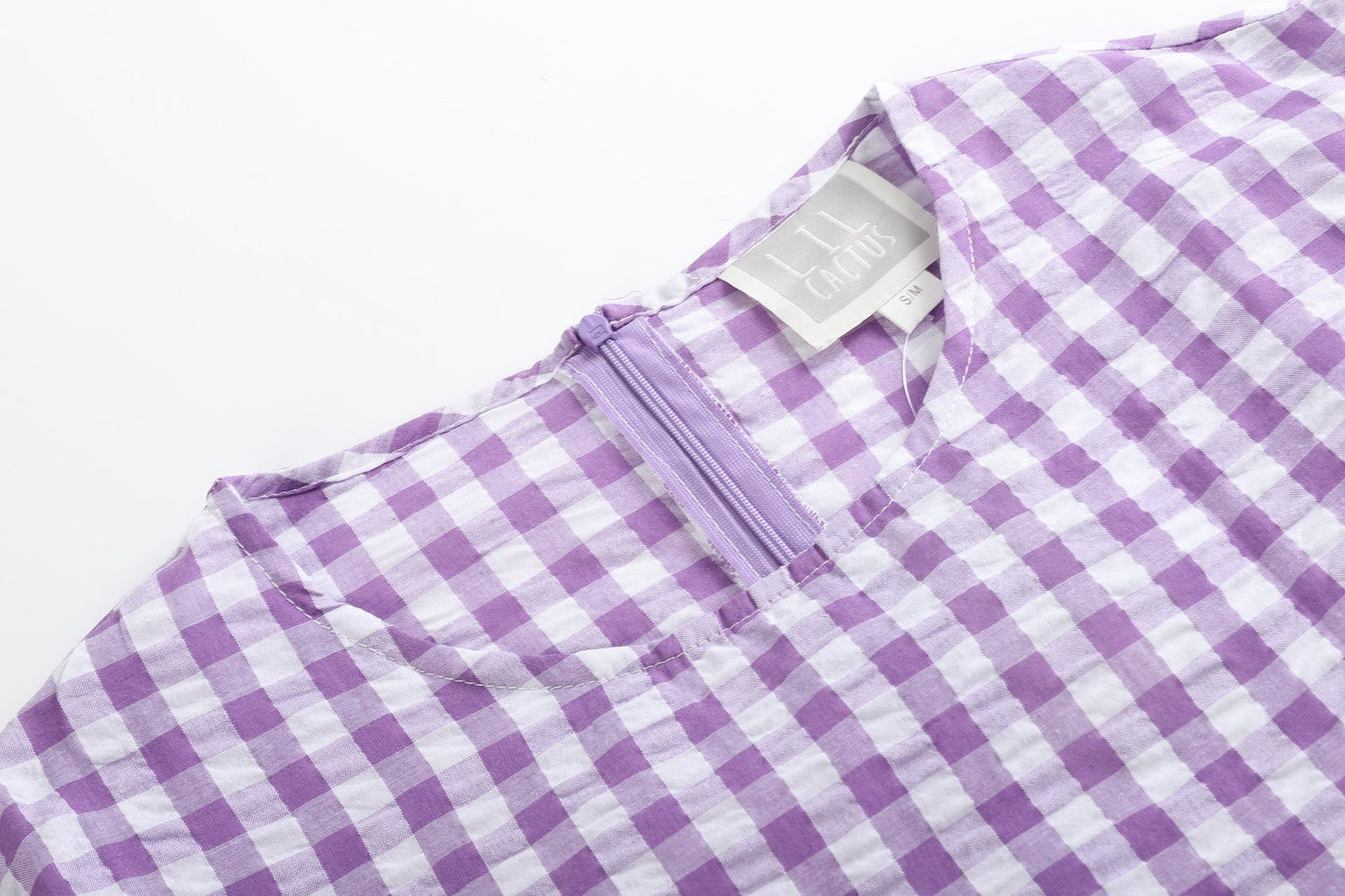 Ladies Purple Gingham Ruffle Dress