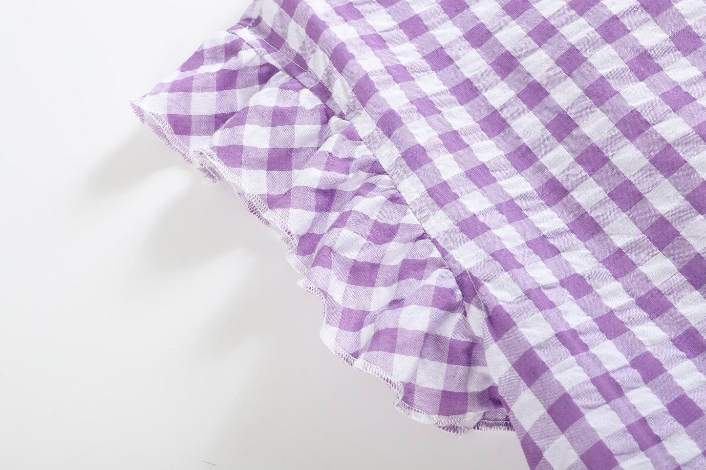 Ladies Purple Gingham Ruffle Dress