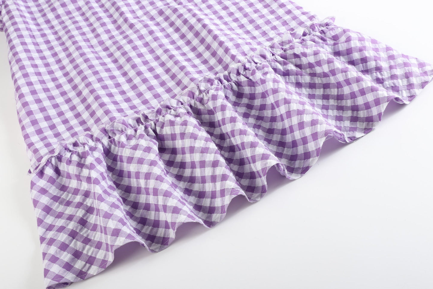 Ladies Purple Gingham Ruffle Dress