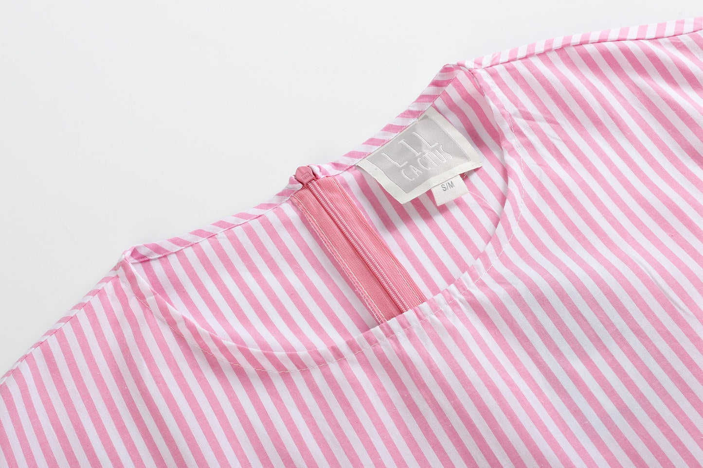 Ladies Pink Striped Ruffle Dress
