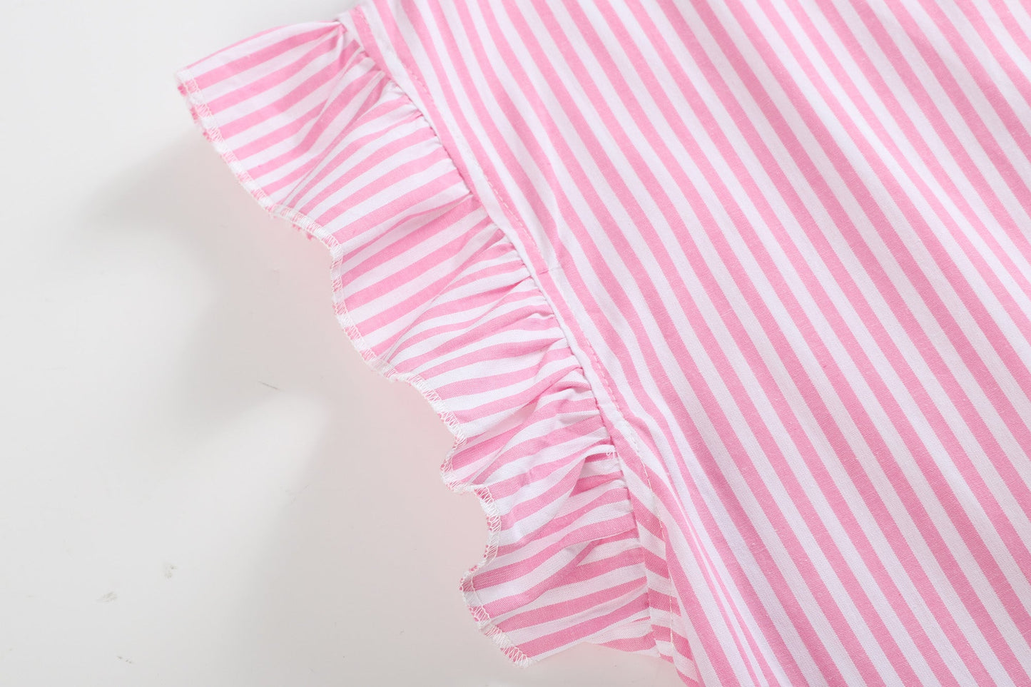 Ladies Pink Striped Ruffle Dress