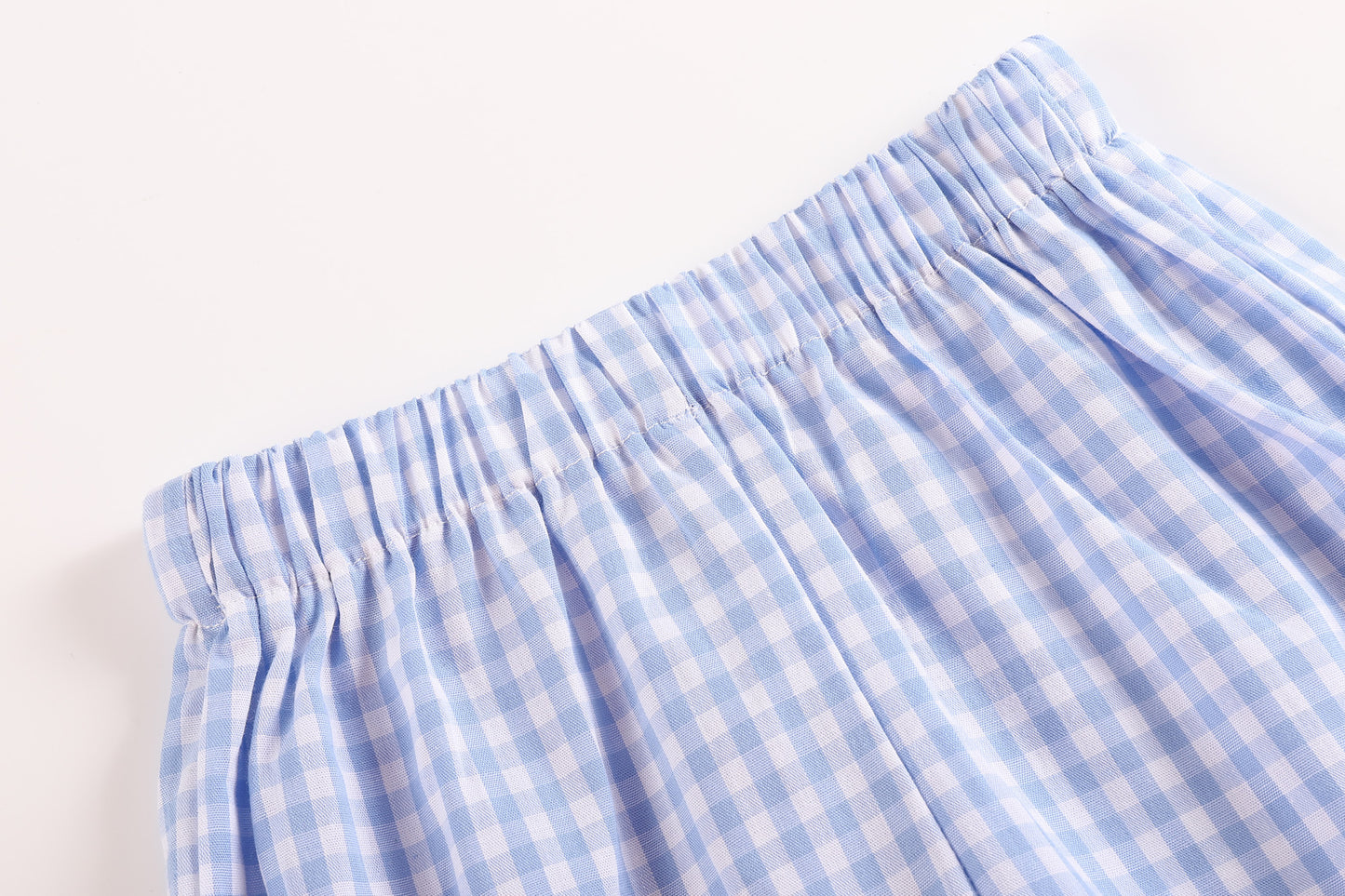 ABC Smocked Shirt and Blue Gingham Shorts Set