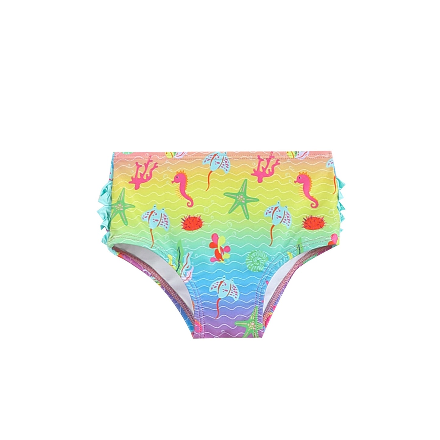 Rainbow Sea Creatures Ruffle Rashguard 2 pc Set