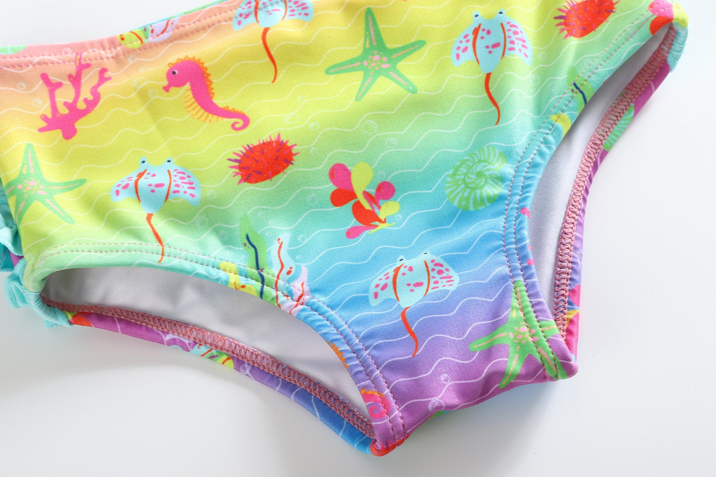 Rainbow Sea Creatures Ruffle Rashguard 2 pc Set