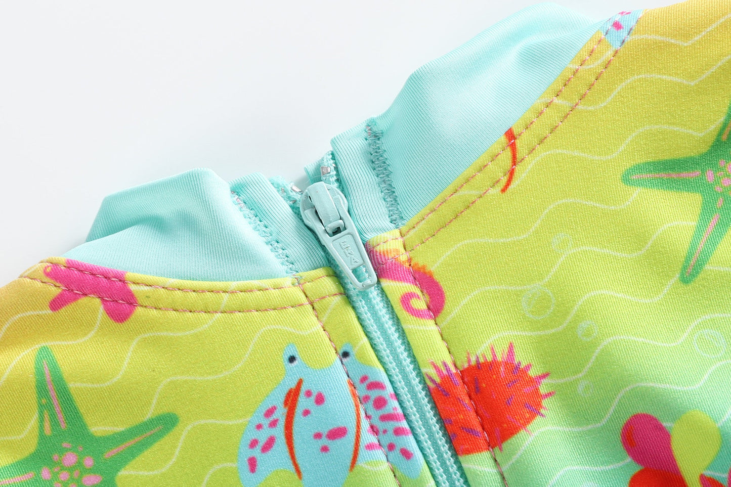 Rainbow Sea Creatures Long Sleeve Ruffle Swimsuit