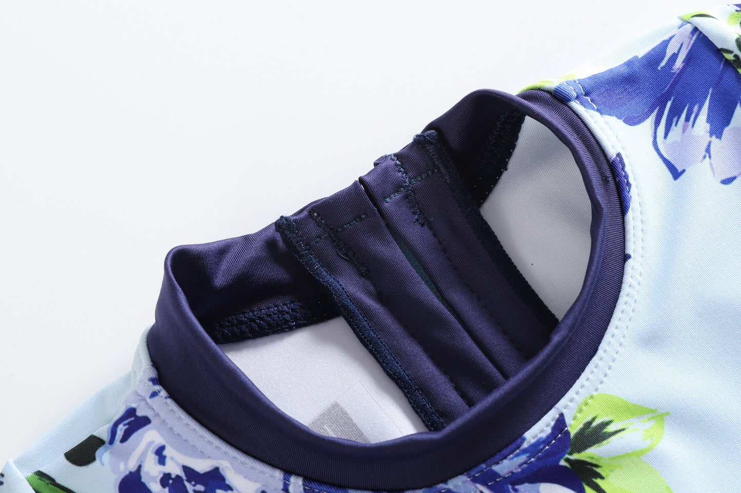 Blue Rose Long Sleeve Ruffle Swimsuit