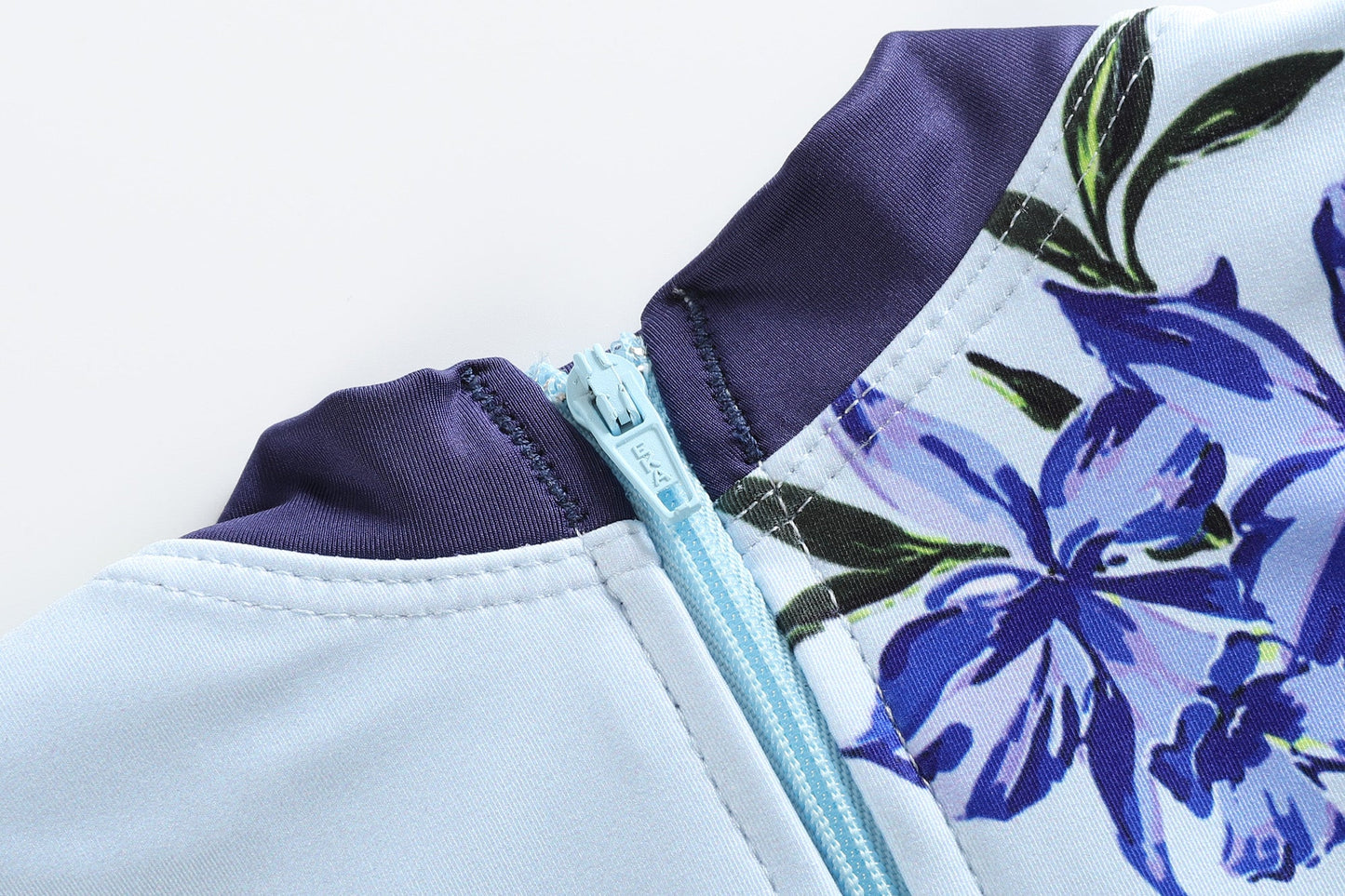 Blue Rose Long Sleeve Ruffle Swimsuit