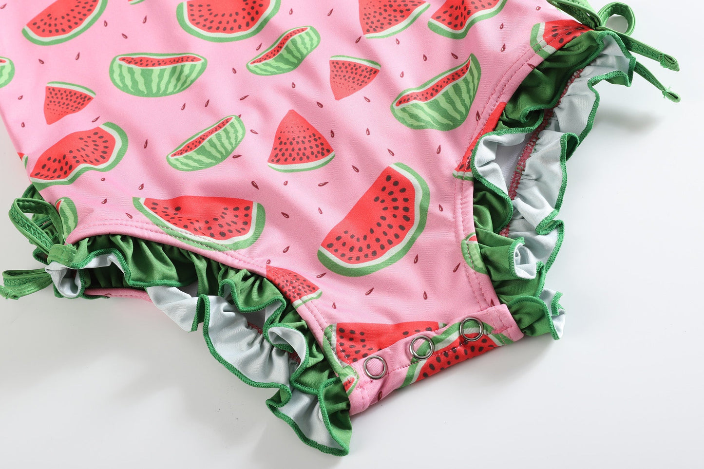 Watermelon Long Sleeve Ruffle Swimsuit