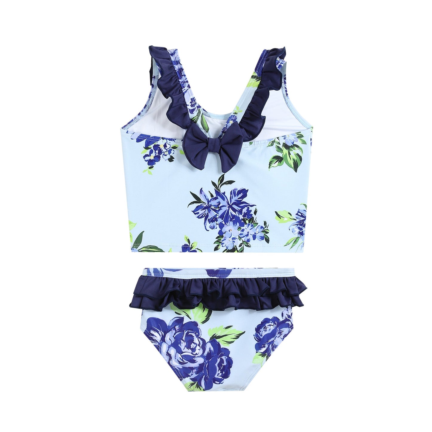 Blue Rose Ruffle Tankini Swim Set
