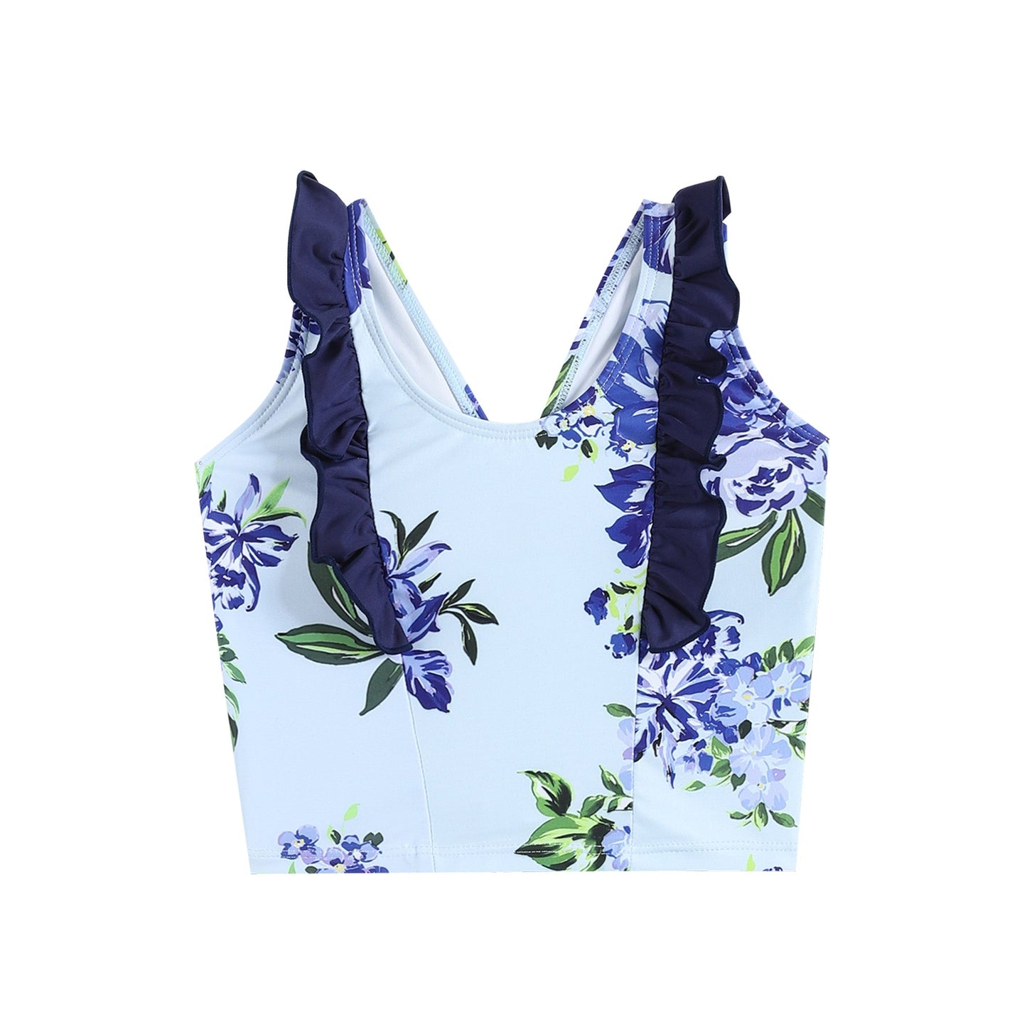 Blue Rose Ruffle Tankini Swim Set