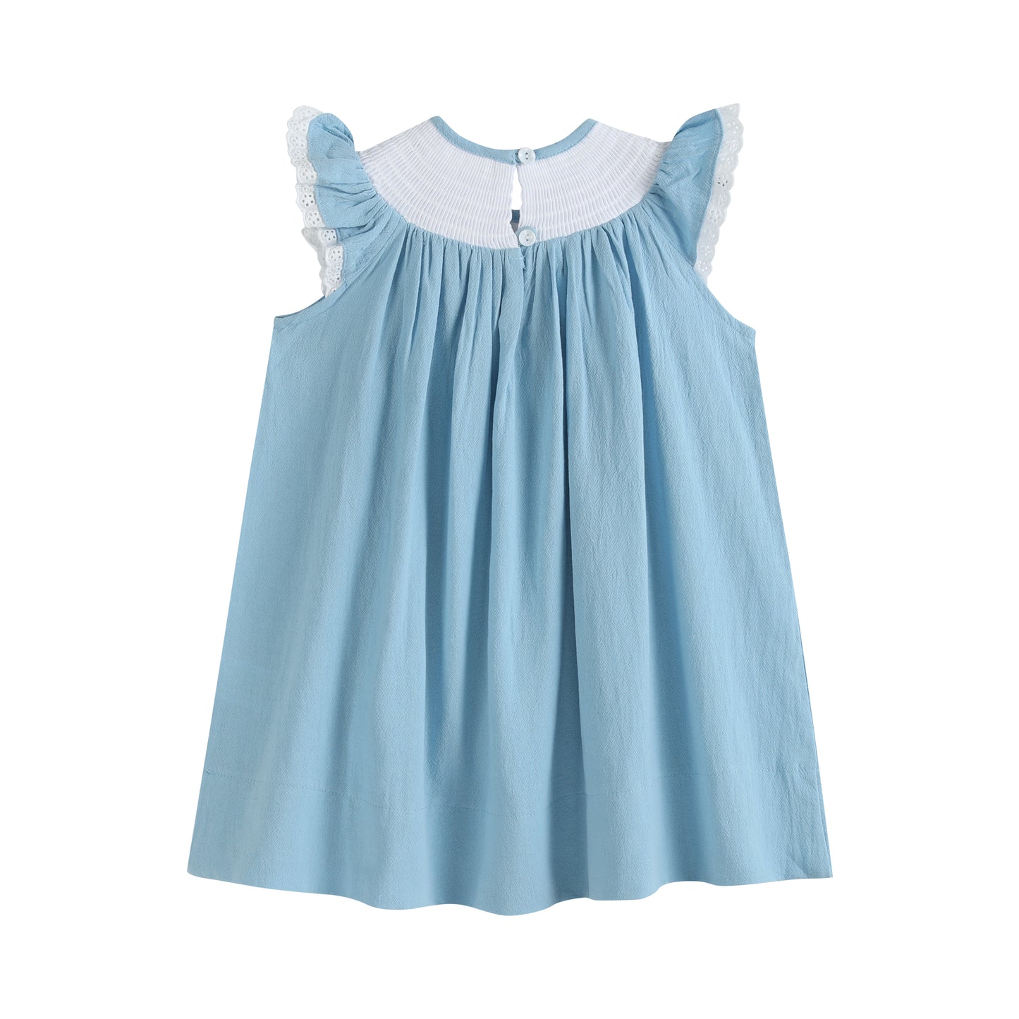 Light Blue Swan Smocked Bishop Dress