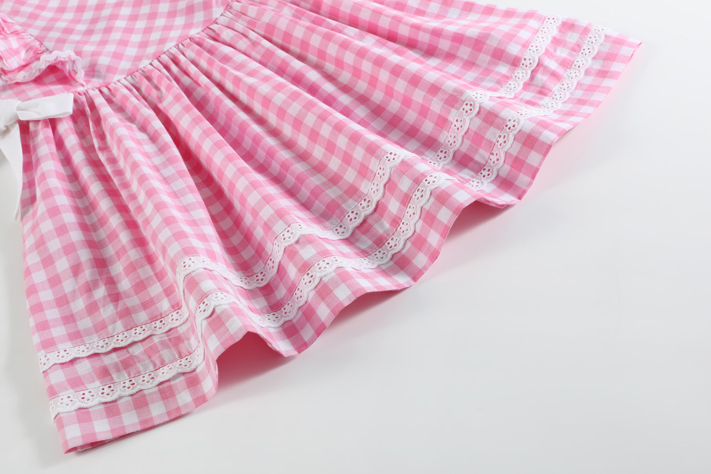 Pink Check Ruffle A-Line Dress