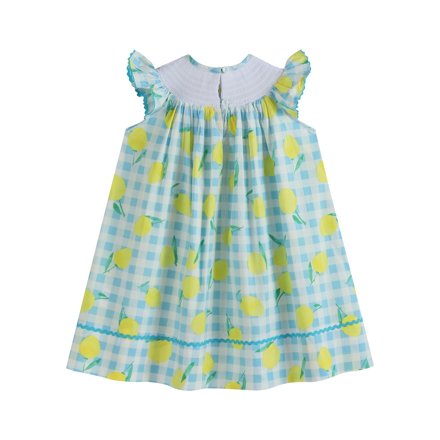 Lemon & Orange Lemon Smocked Angel-Sleeve Dress