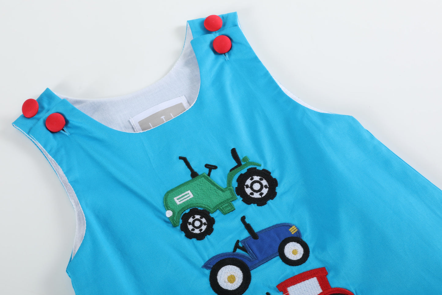 Blue Tractor Applique Shortalls