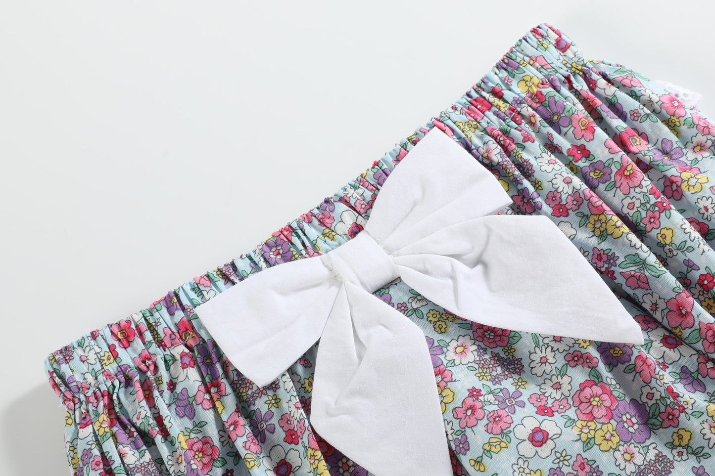 Blue Floral Print Top and Bloomer Set