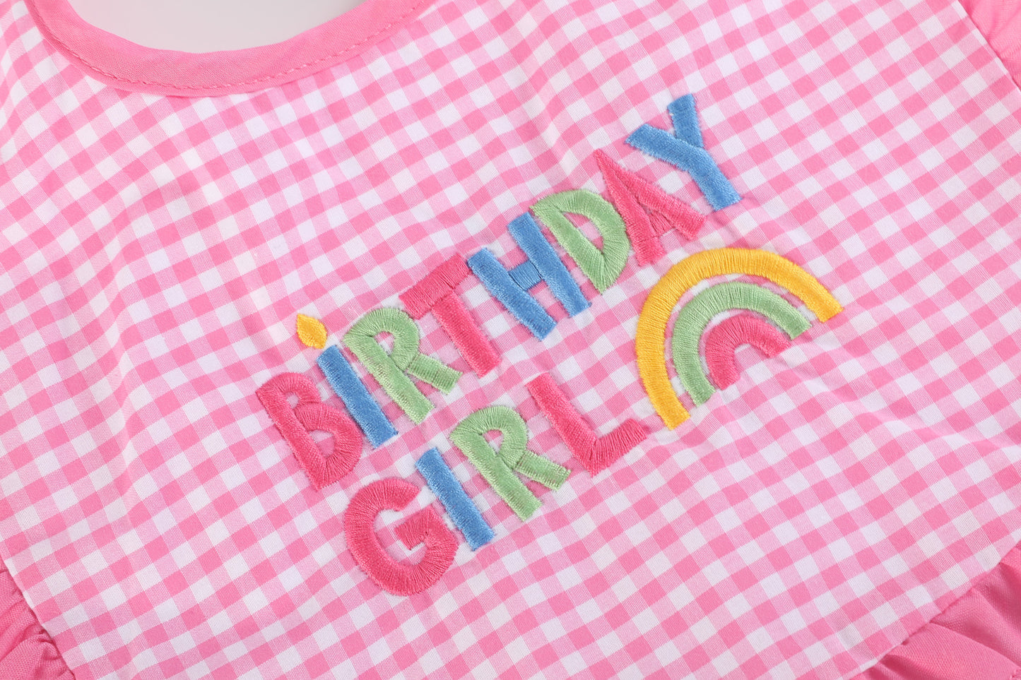 Pink Gingham 'Birthday Girl' Bib