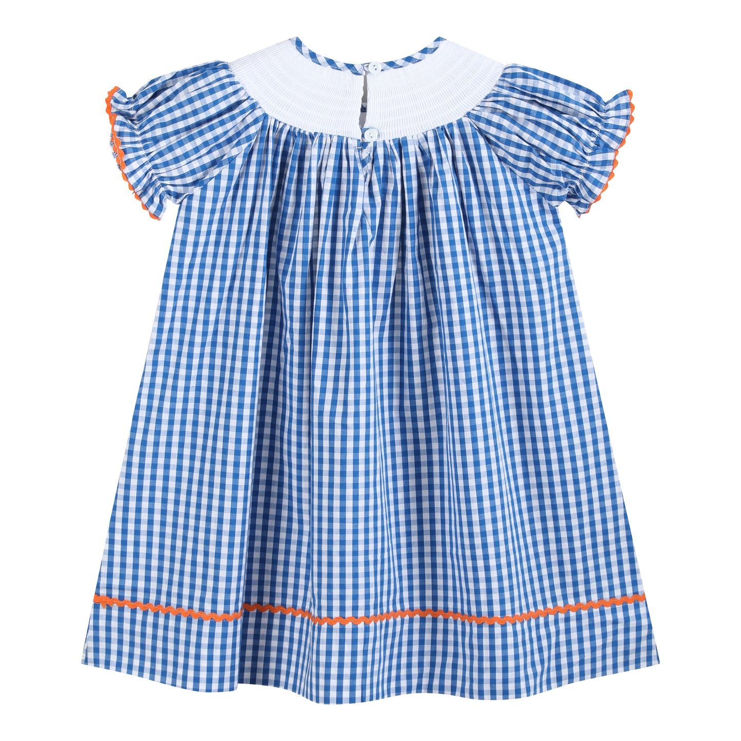 Royal Blue Gingham Pumpkin Smocked Bishop Dress