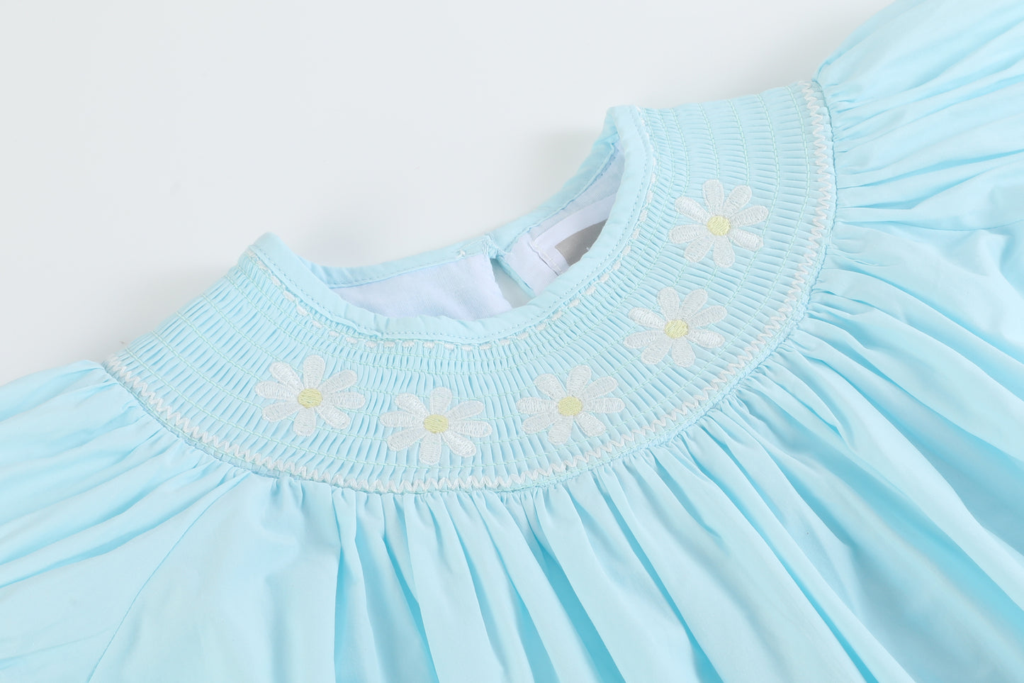 Light Blue Daisy Smocked Bishop Dress