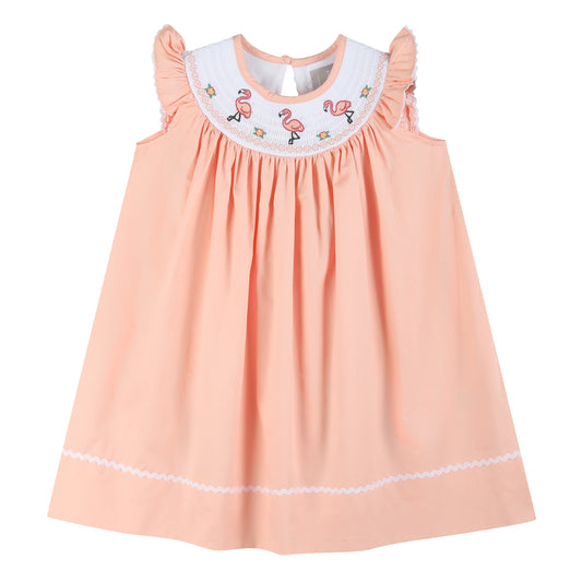 Pink Flamingo Smocked Bishop Dress
