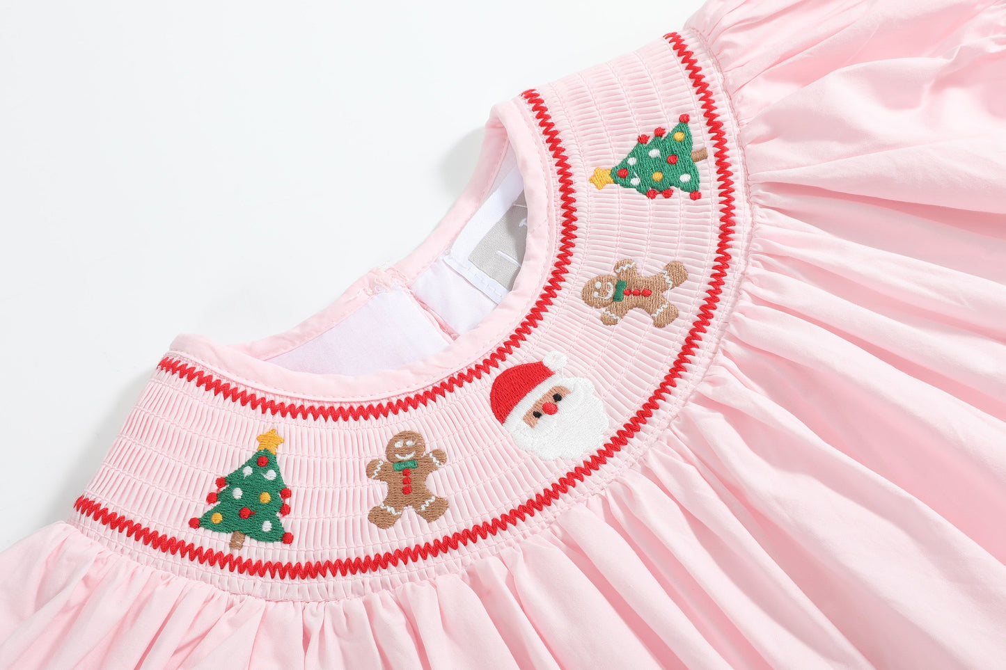 Pink Christmas Smocked Bishop Dress